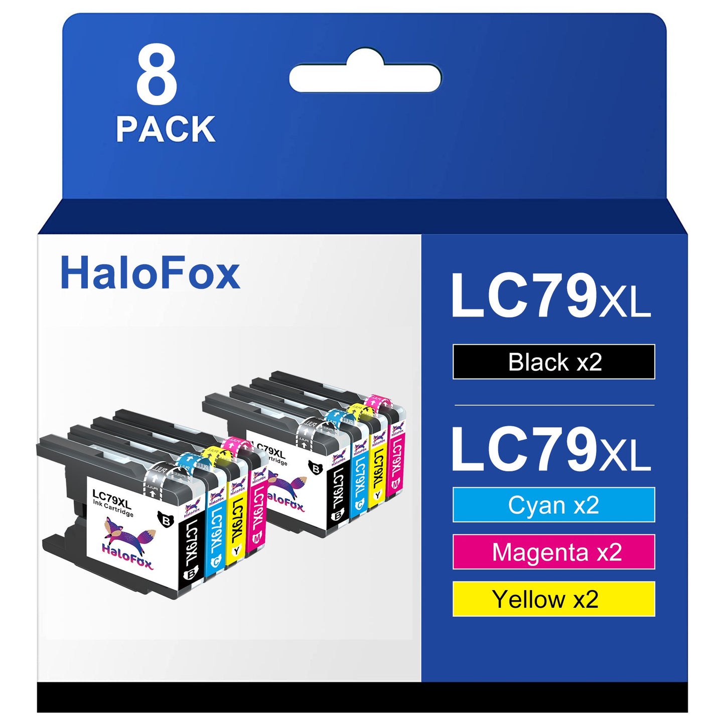 LC75 Ink Cartridges Replacement for Brother (2 Black,2 Cyan,2 Magenta,2 Yellow)