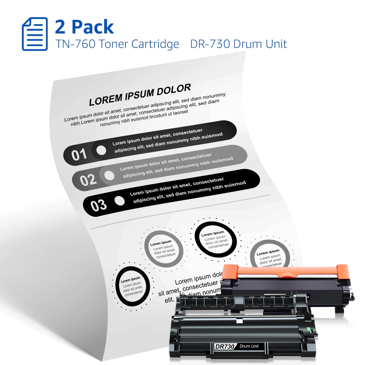 TN760 Toner Cartridge Replacement Compatible for Brother(Black, 1Pack)