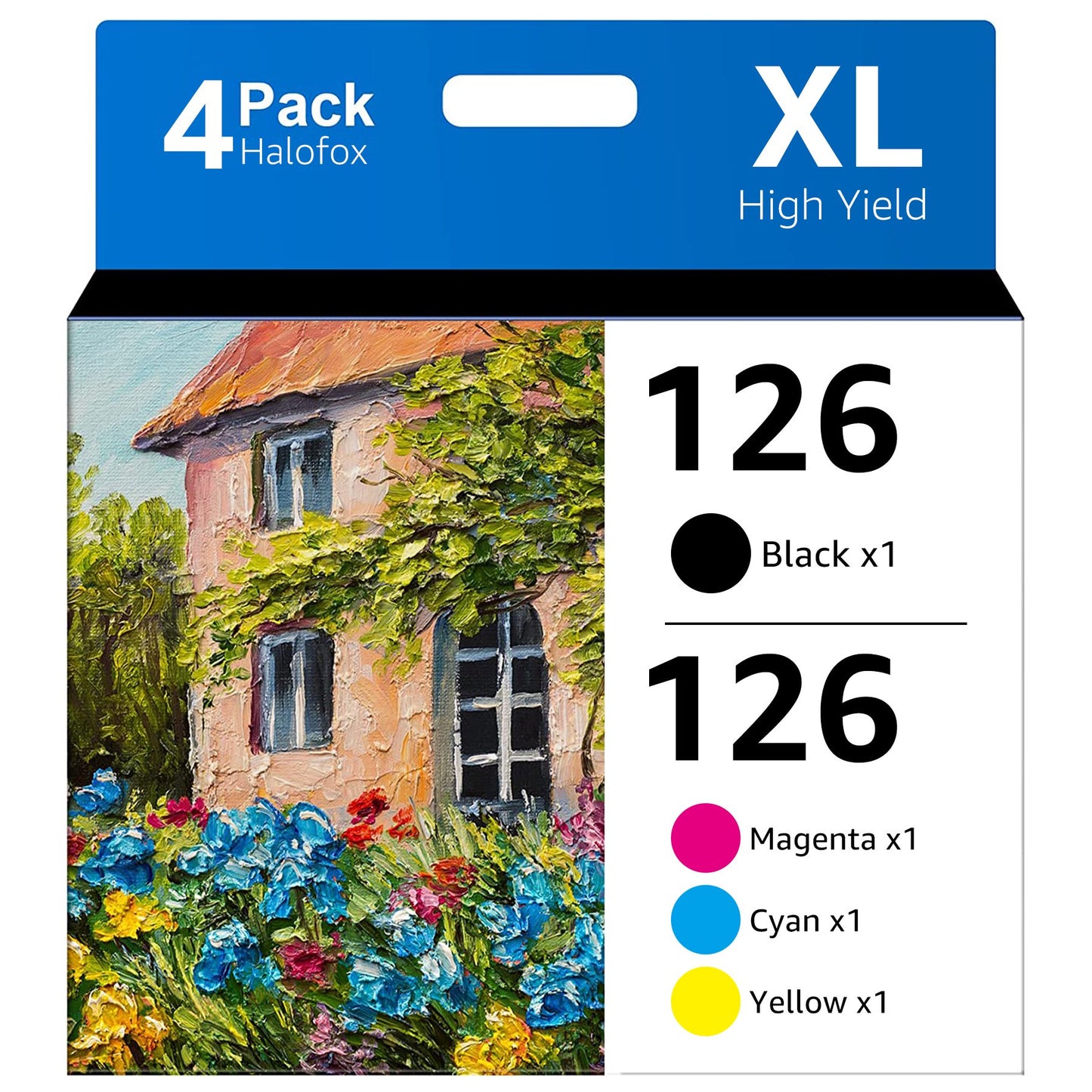 Halofox 126XL Ink Compatible with Epson (1 Black, 1 Cyan, 1 Magenta, 1 Yellow)