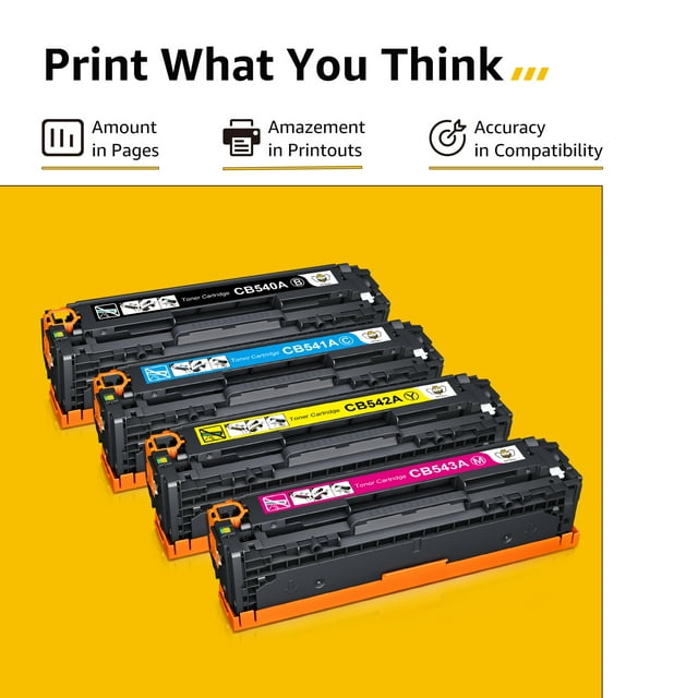 125A Toner Cartridge Black,Cyan, Magenta, Yellow Toner Cartridges (4-Pack) Replacement for Color CP1215,CM1312nfi,CM1312 MFP,CP1518ni ,CP1515n Printer Ink