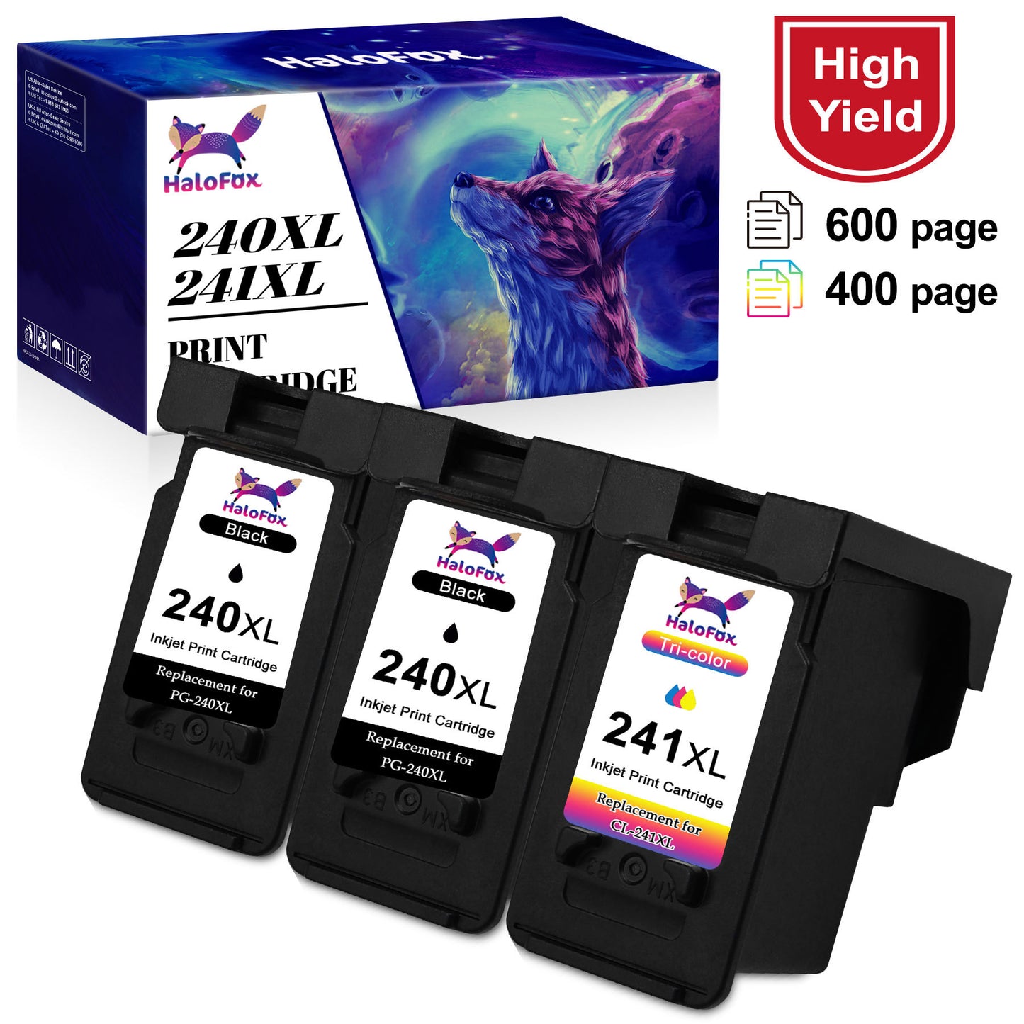 PG-240 XL CL-241 XL Ink Cartridges (2 Black, 1 Tri-Color)