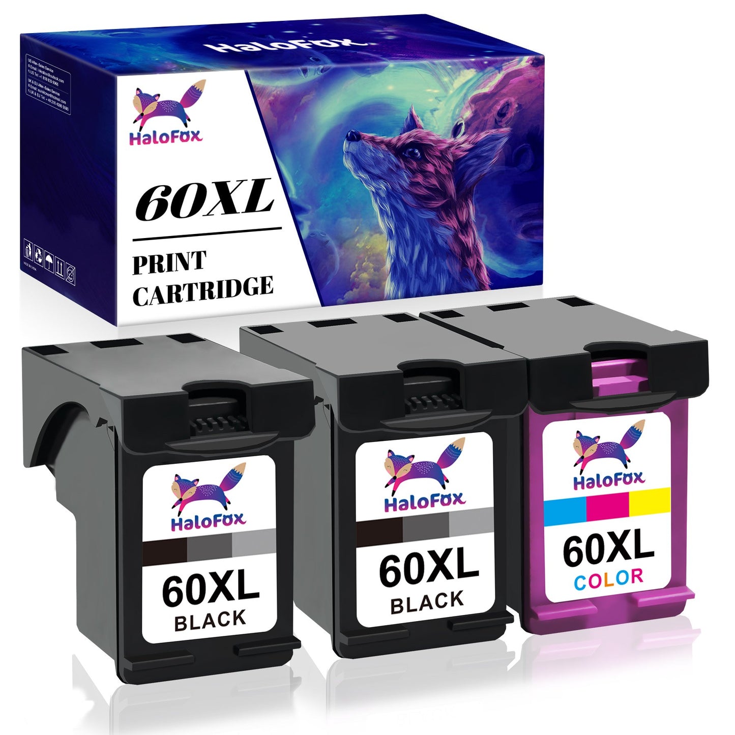 60XL 60 XL Ink Cartridge for HP (3 Pack)