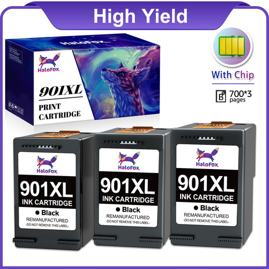 Halofox 901XL Black Ink Cartridges (3 Black)