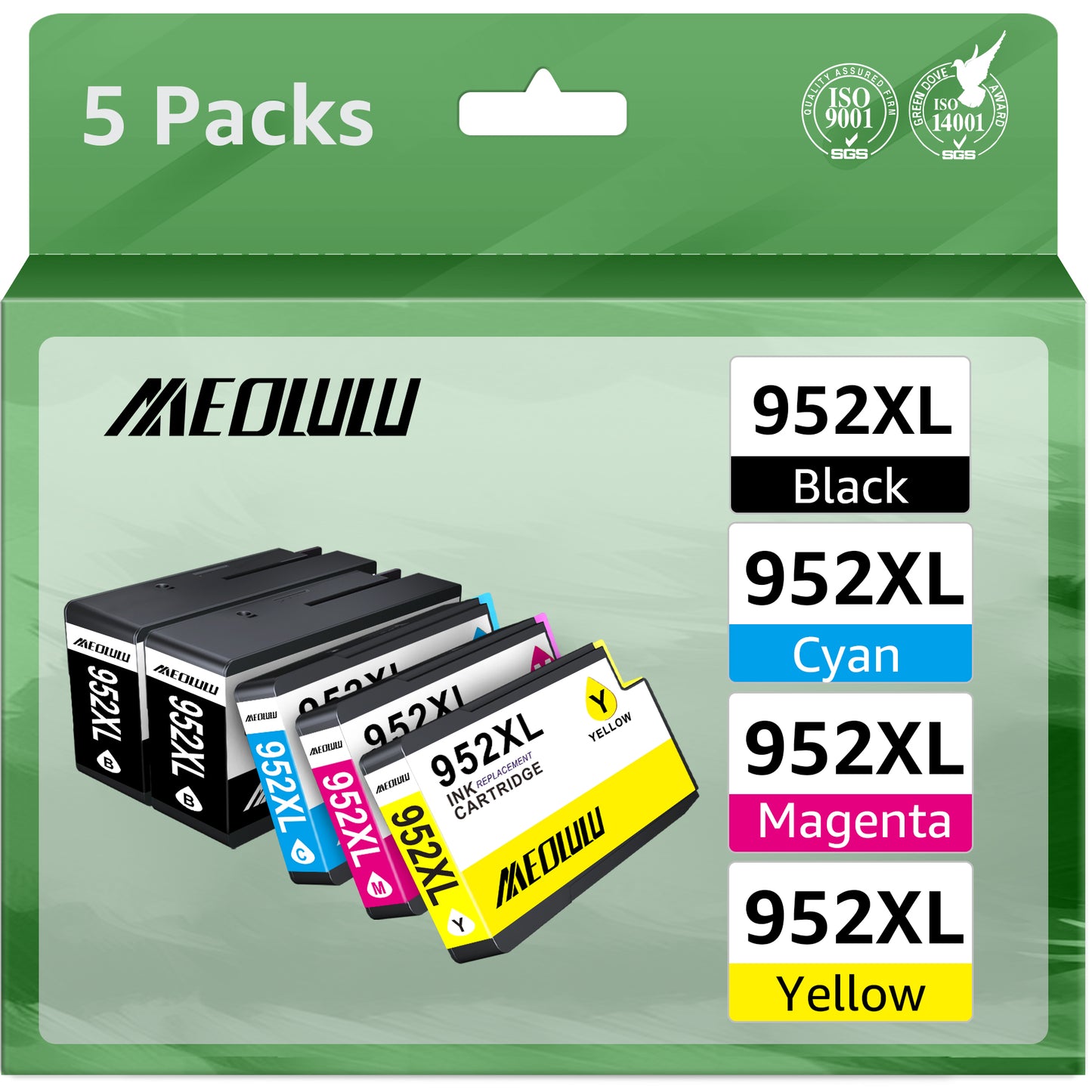 Mooho 952 XL Ink Cartridge Replacement for HP  720 7740 8715 8730 8740 8216 8725 8700 (Black, Cyan, Magenta, Yellow, 5-Pack)