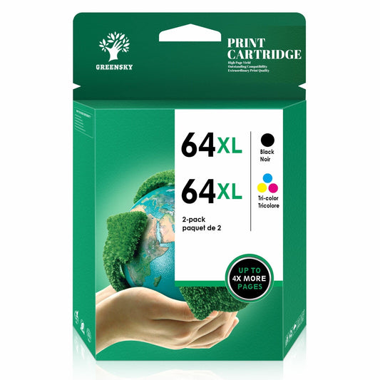 Greensky Printer Ink 64XL (1 Black / 1 Tri-Color)