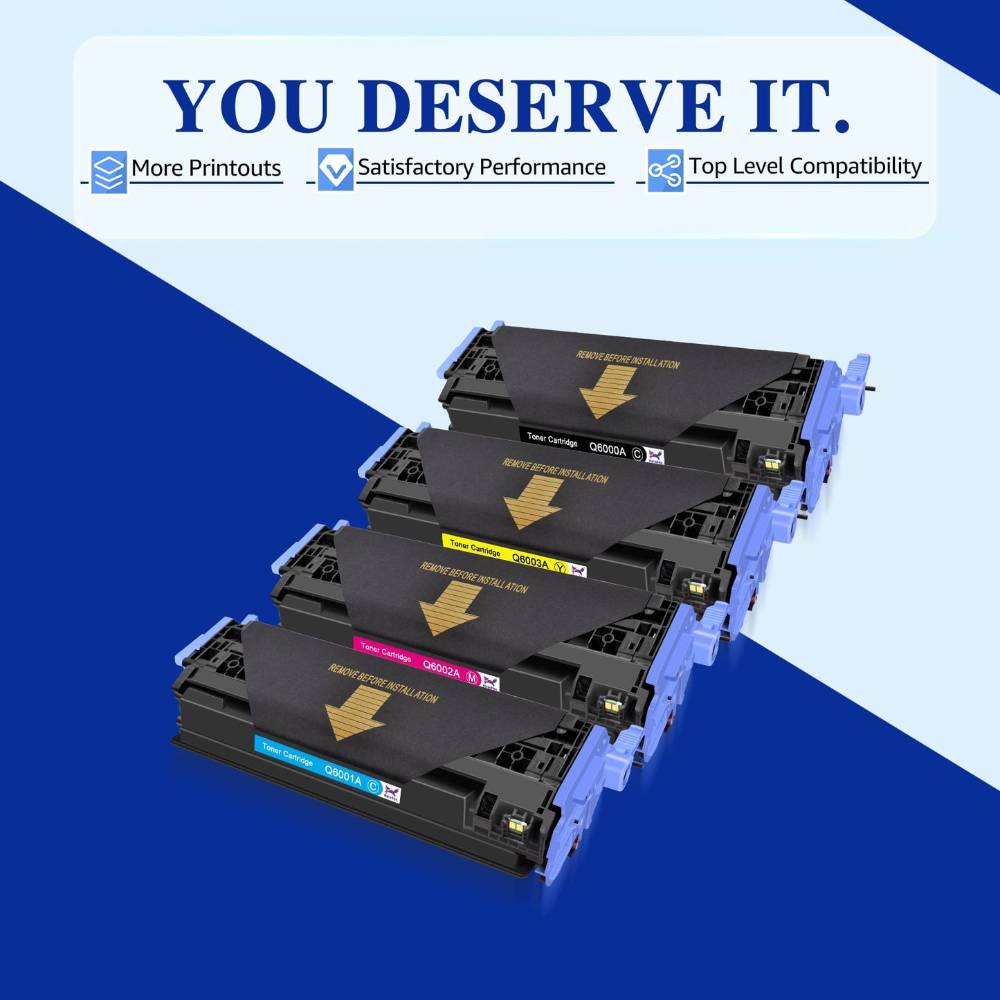 HaloFox Compatible For 4 Pack BCMY Q6000A - Q6003A Toner Lot For HP Color LaserJet 1600 2600N 2605DN 2605DTN Printer